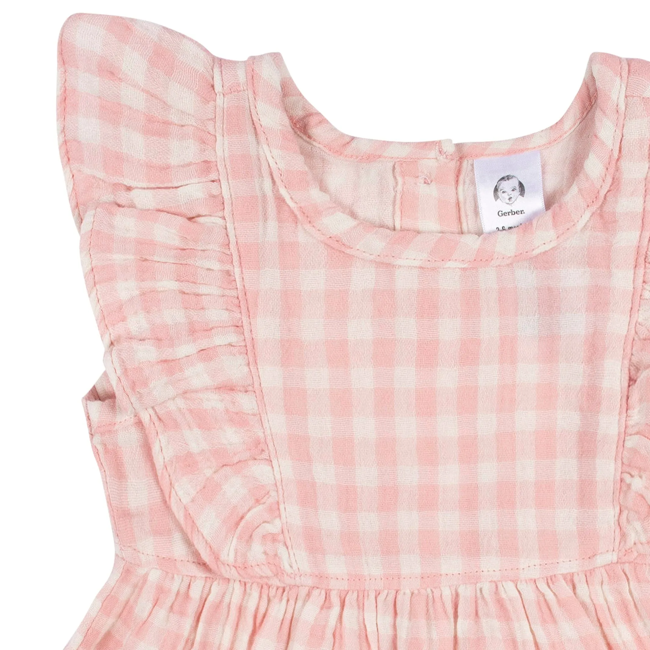 2-Piece Baby & Toddler Girls Gingham Gauze Dress & Diaper Cover Set