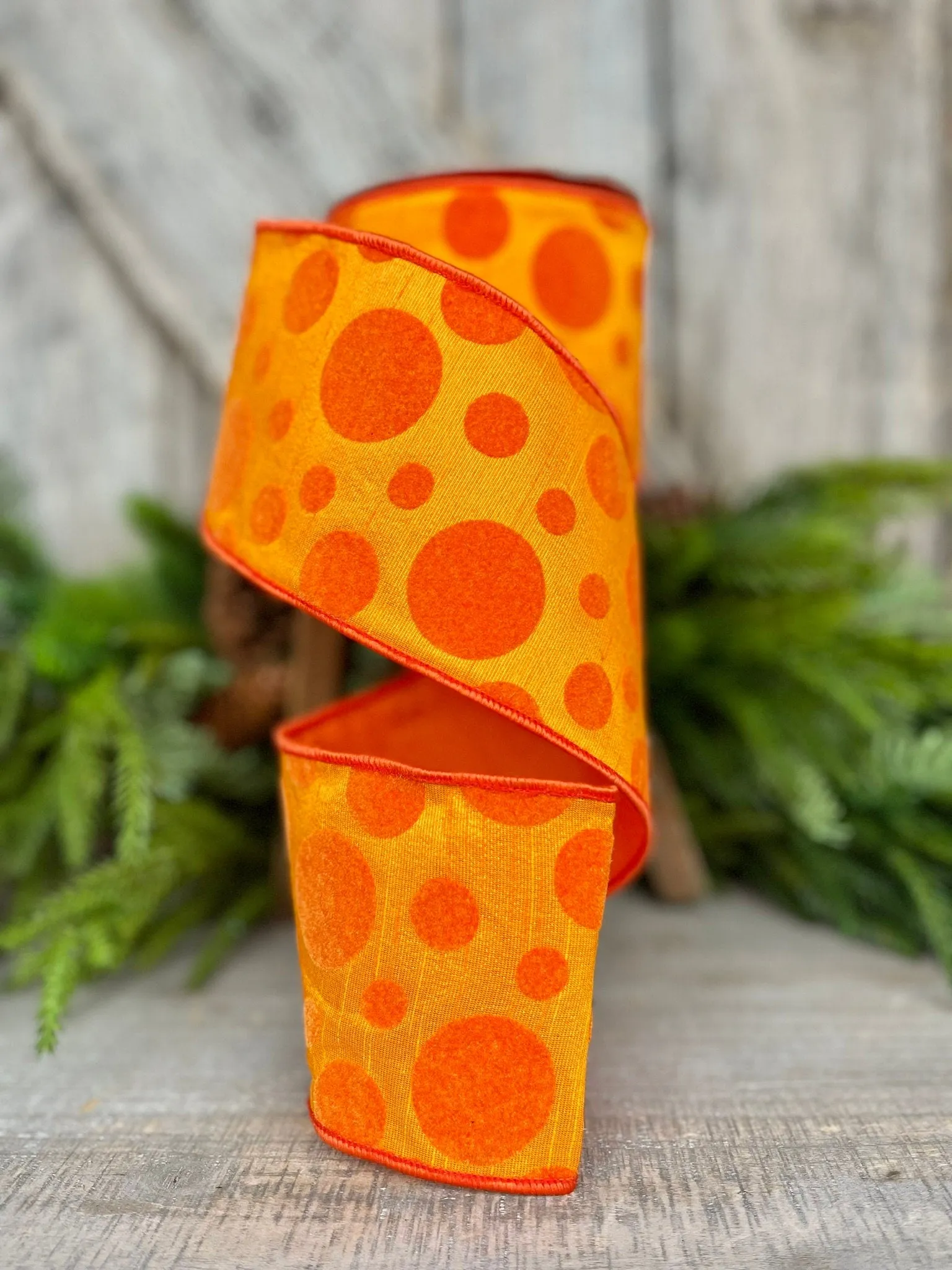 4" Orange Retro Dot, Farrisilk Ribbon