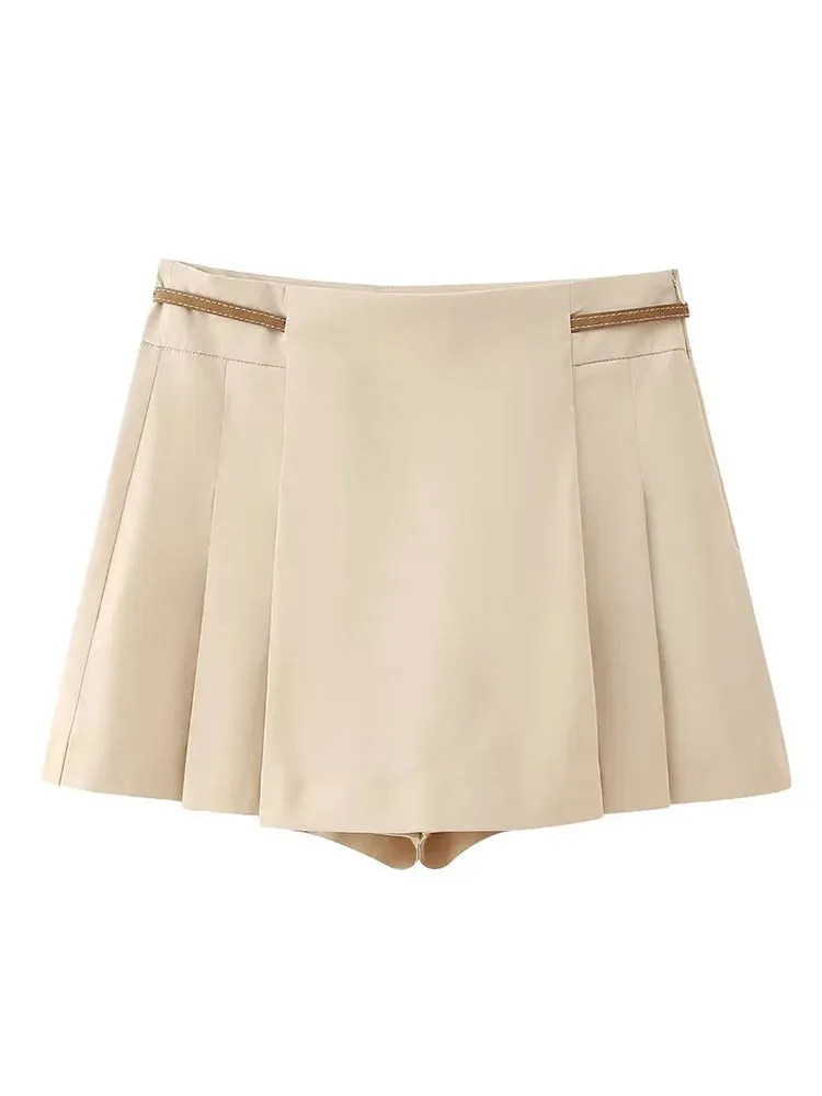 A&A Belted Wide Pleated Skort Set