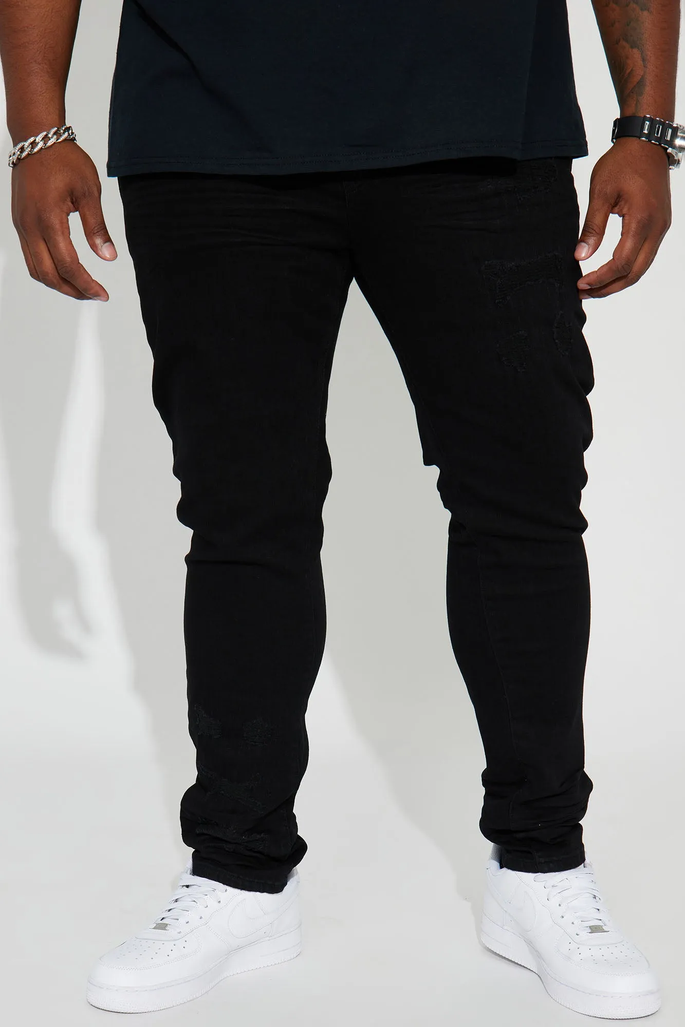 About Me Ripped Stacked Skinny Jeans - Black