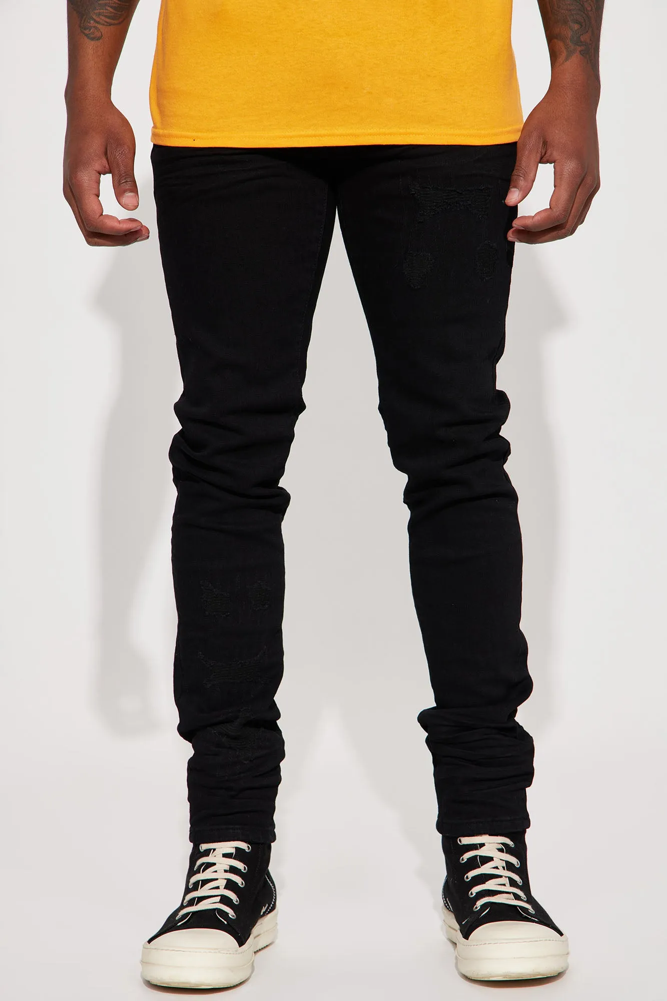 About Me Ripped Stacked Skinny Jeans - Black