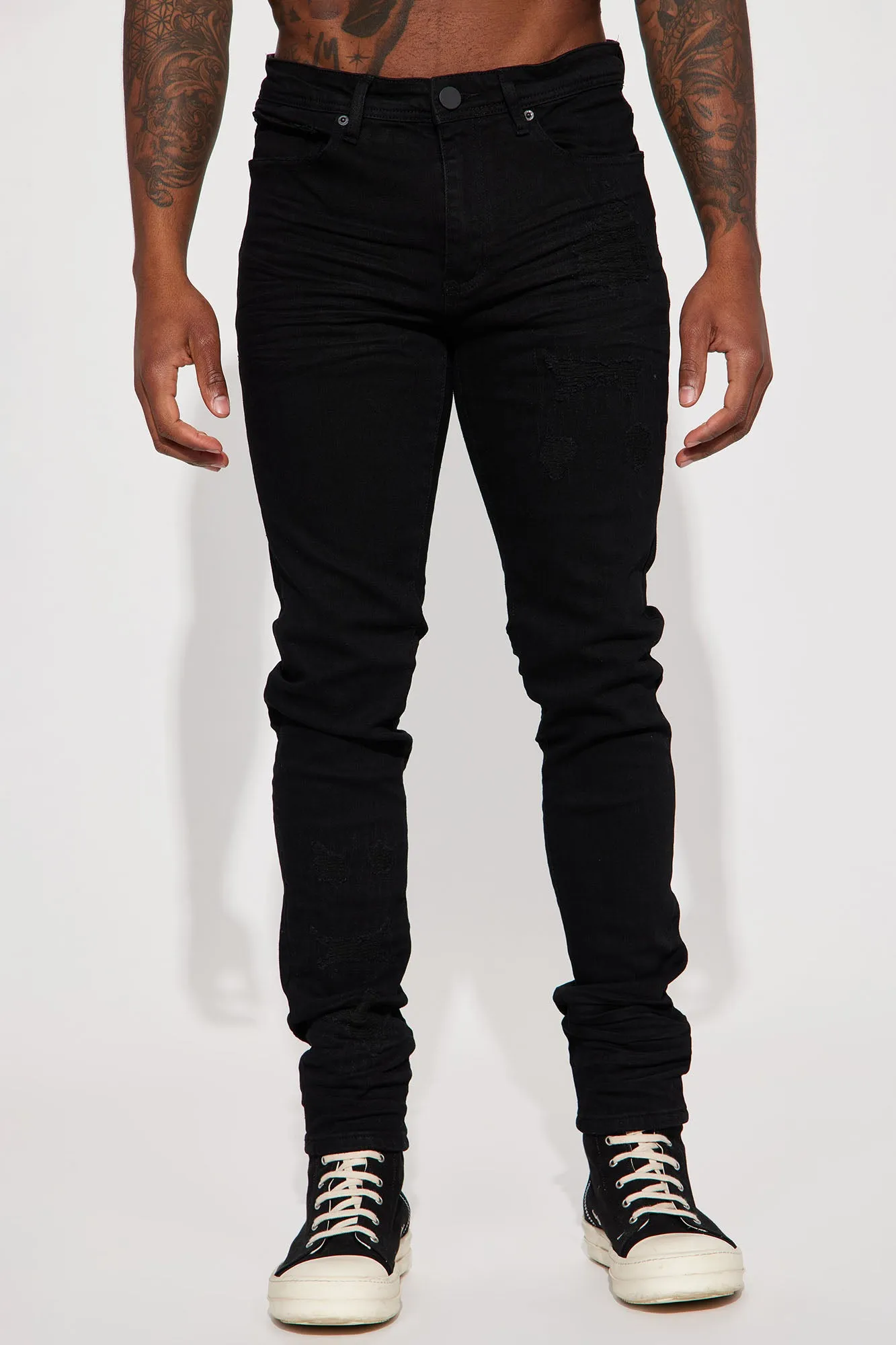 About Me Ripped Stacked Skinny Jeans - Black