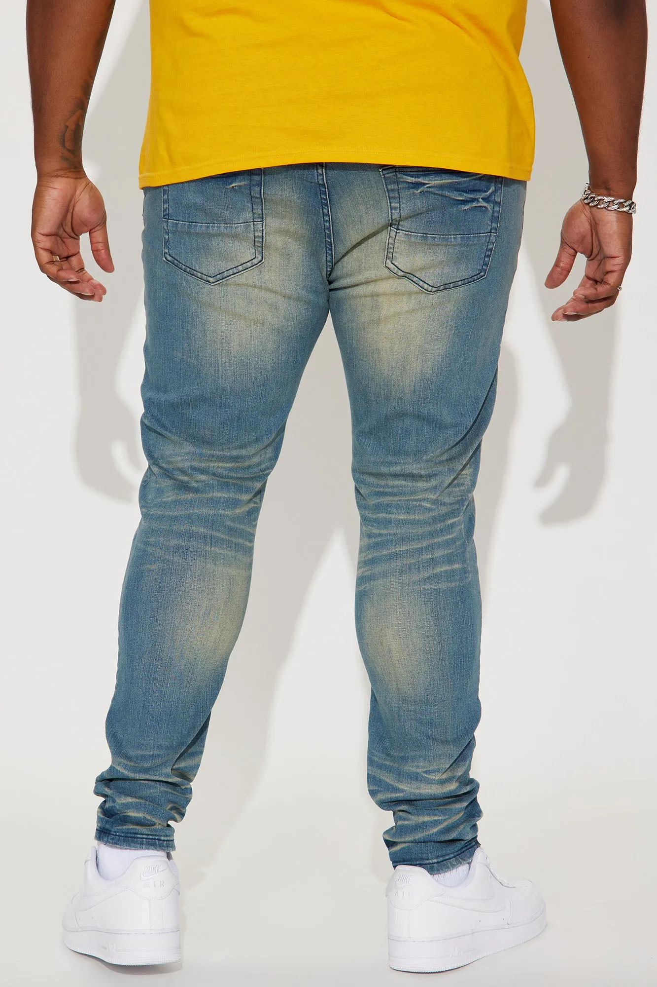 About Me Ripped Stacked Skinny Jeans - Medium Wash