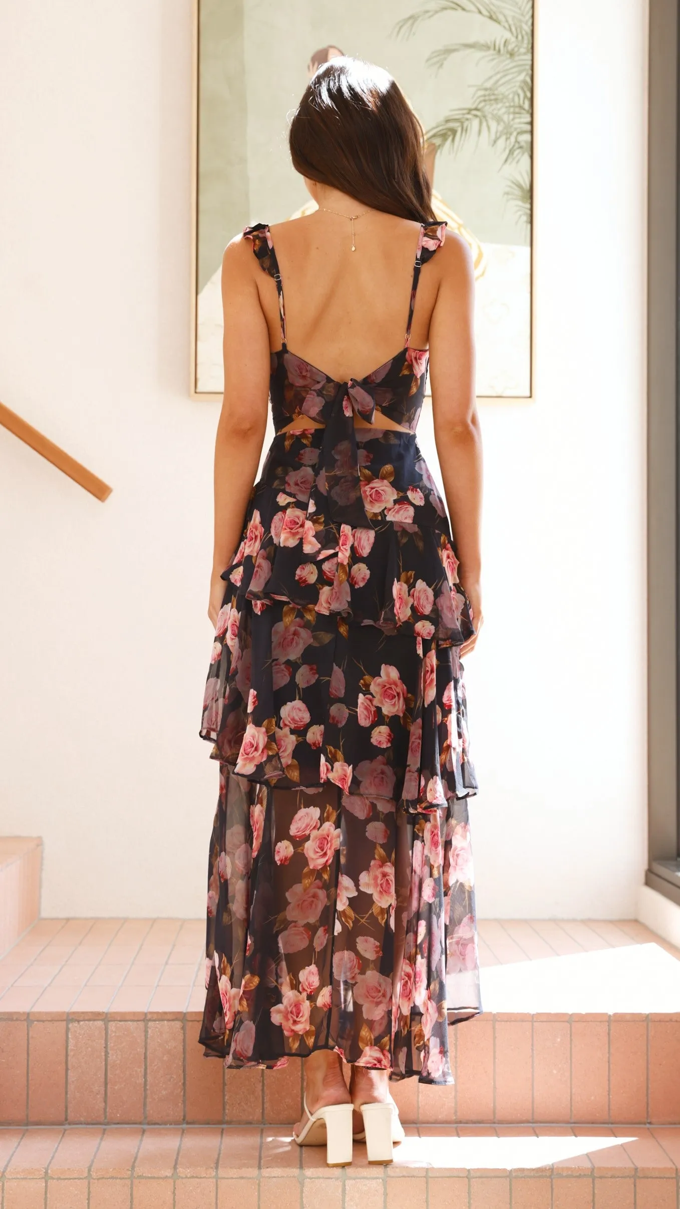 Achelle Maxi Dress - Black/Pink