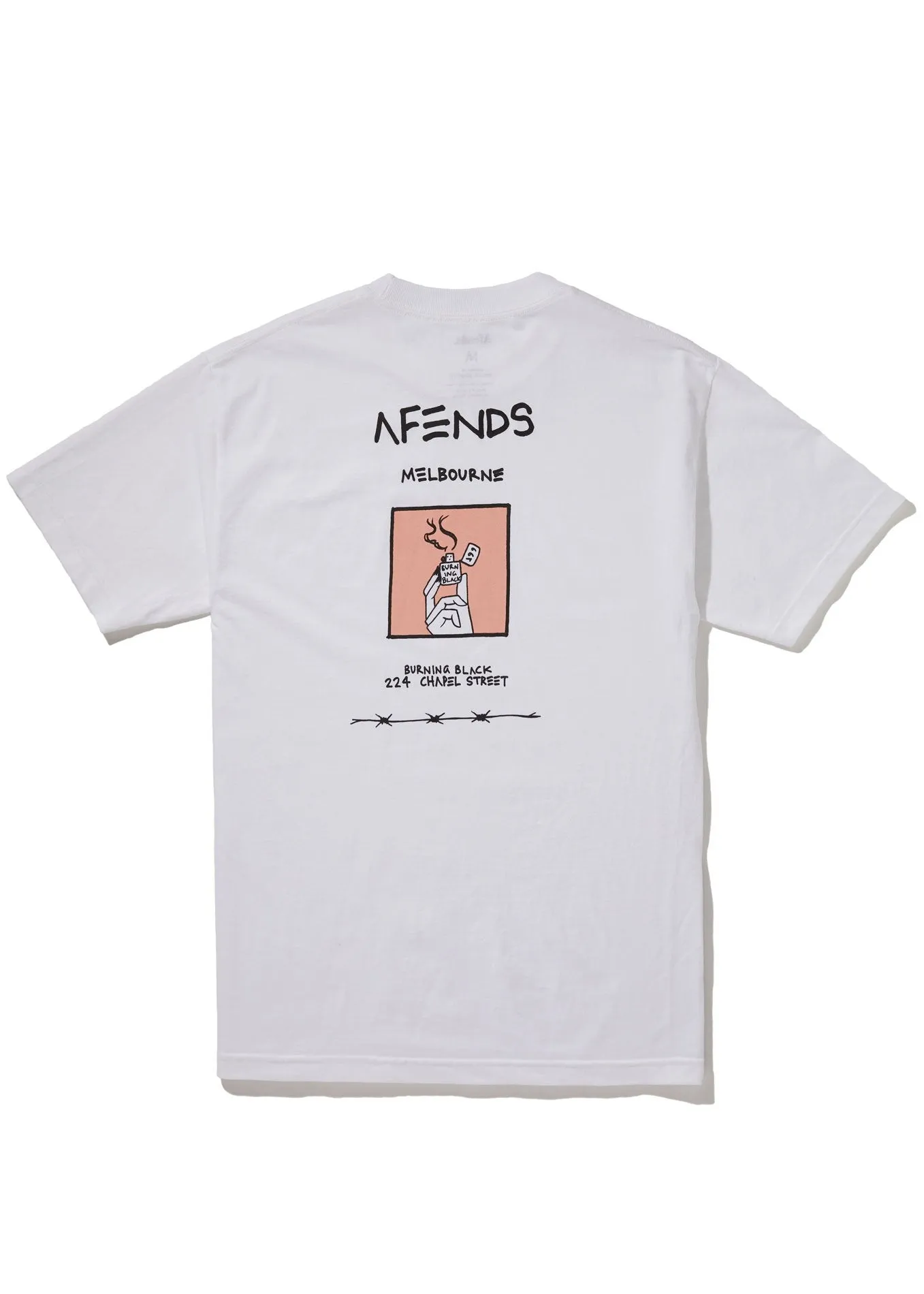 Afends Mens Burning Black - Retro Fit Tee - White