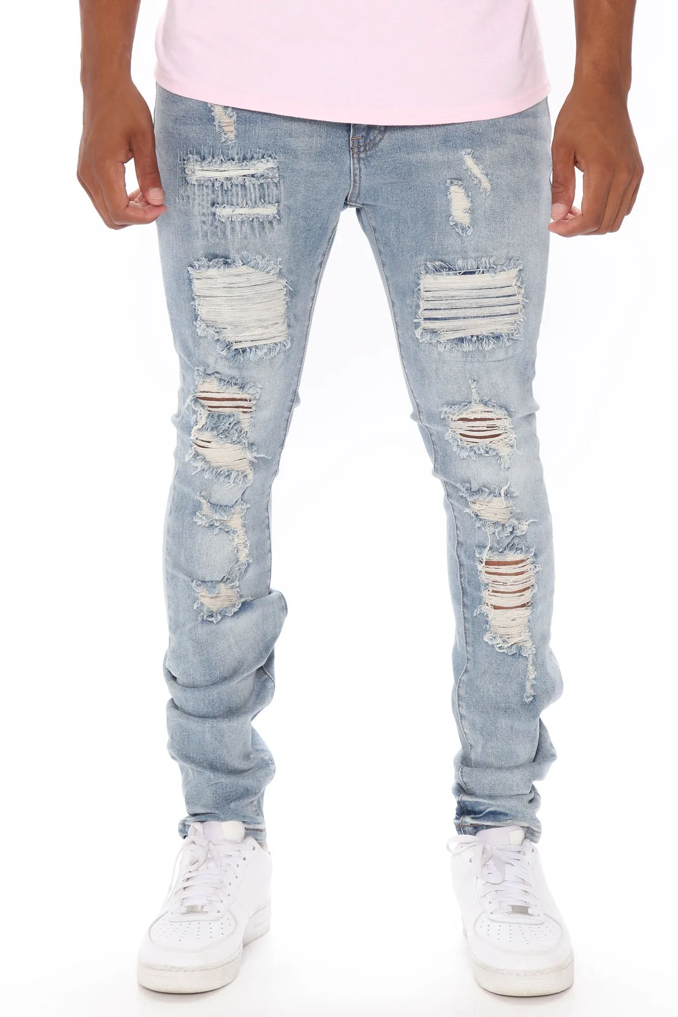 Ain't Got Nothing To Lose Stacked Skinny Jeans - Light Wash