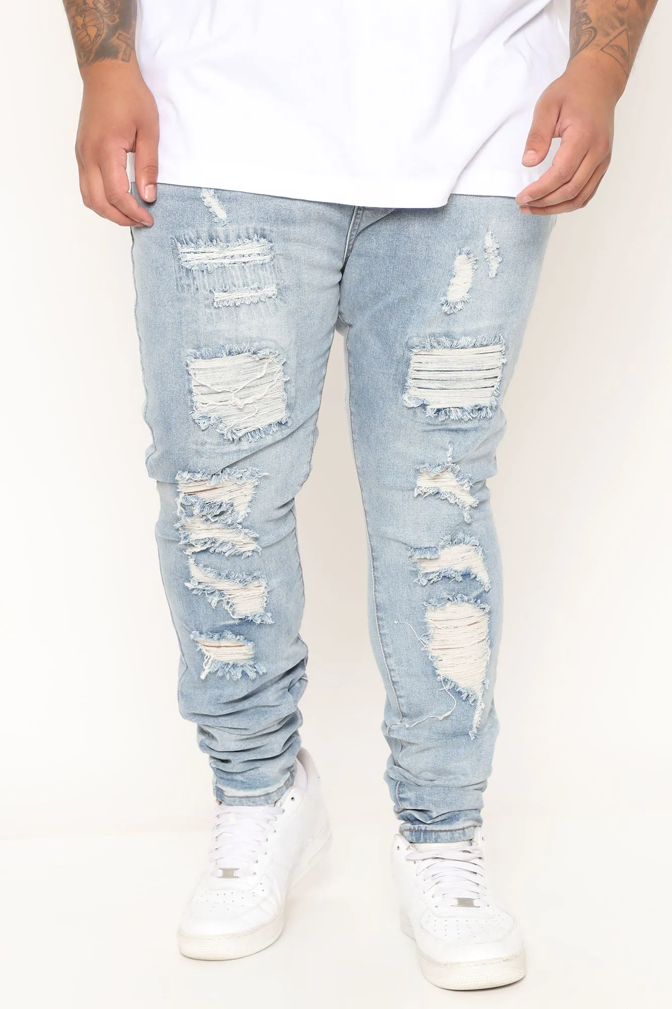 Ain't Got Nothing To Lose Stacked Skinny Jeans - Light Wash