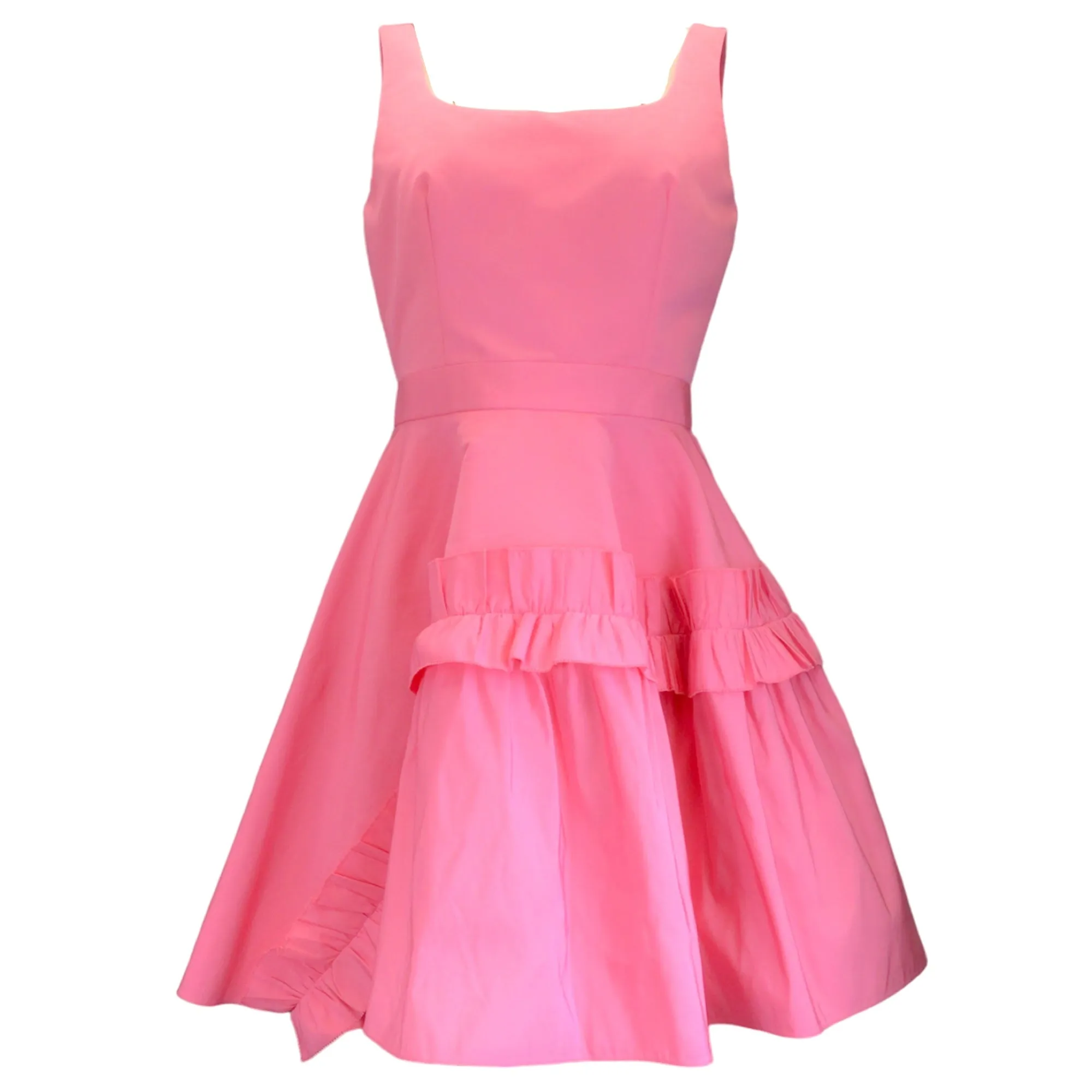 Alexander McQueen Pink Ruffled Sleeveless Flared Mini Dress