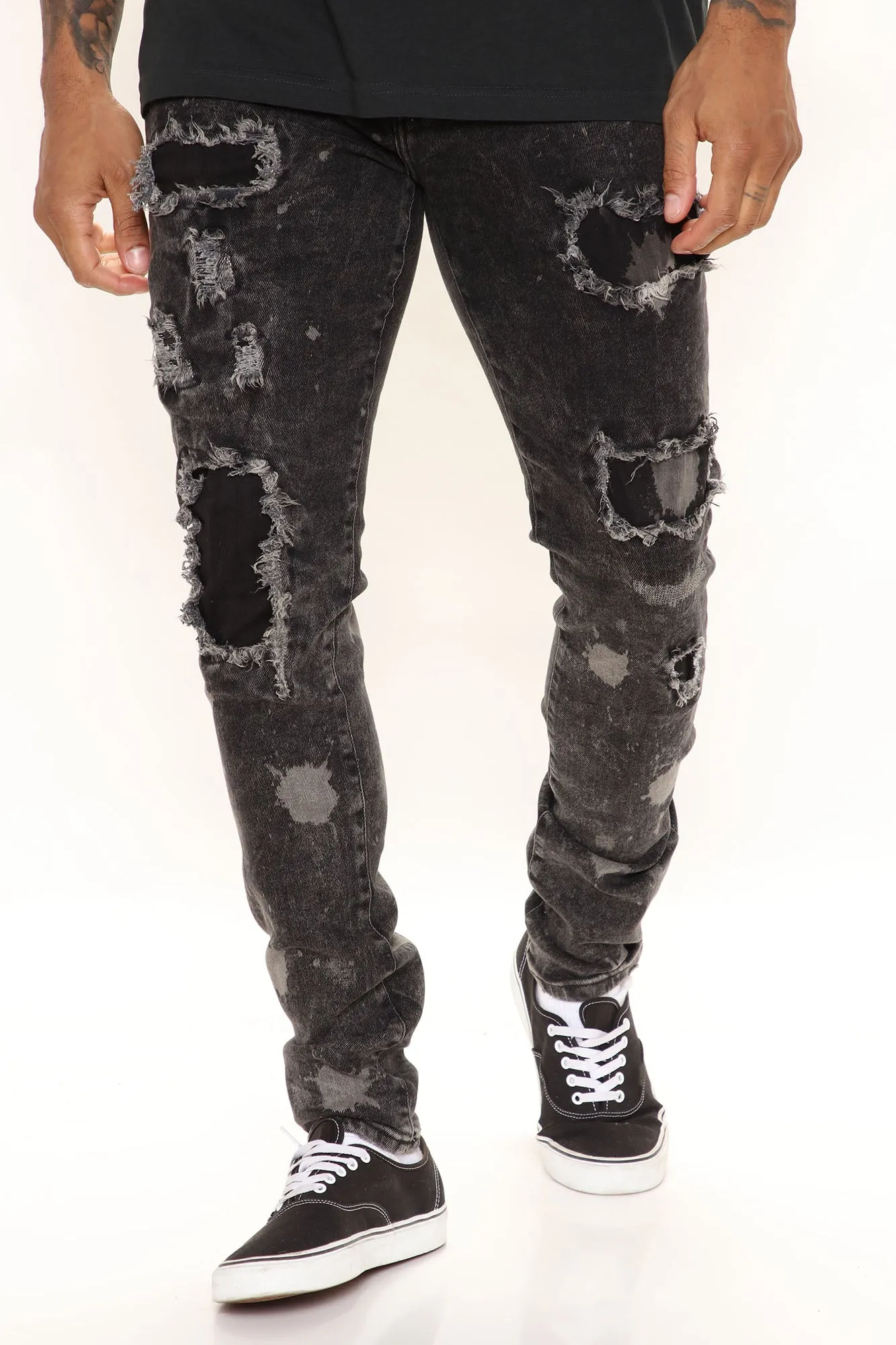 All Out Ripped Stacked Skinny Jeans - Black