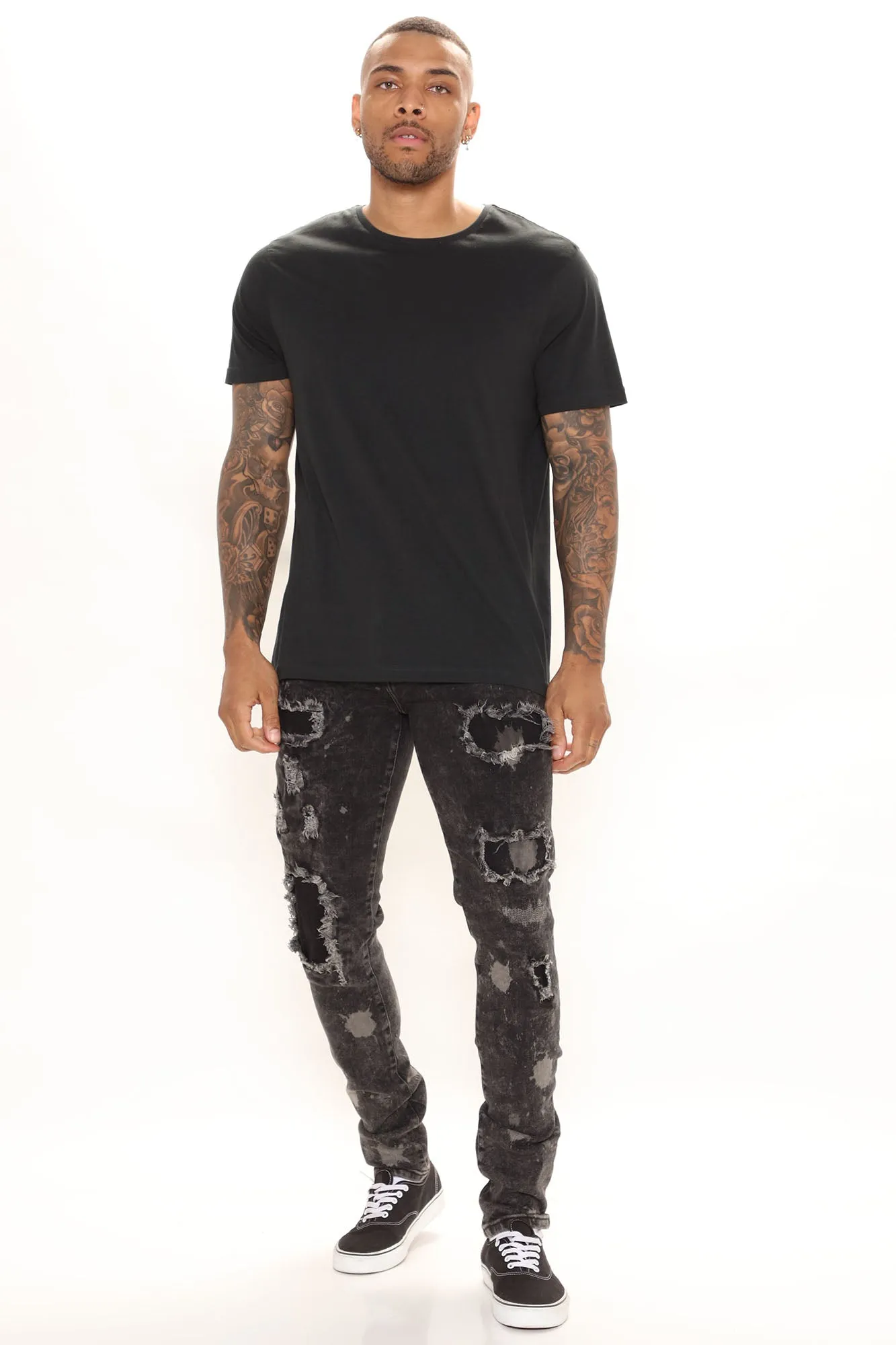 All Out Ripped Stacked Skinny Jeans - Black