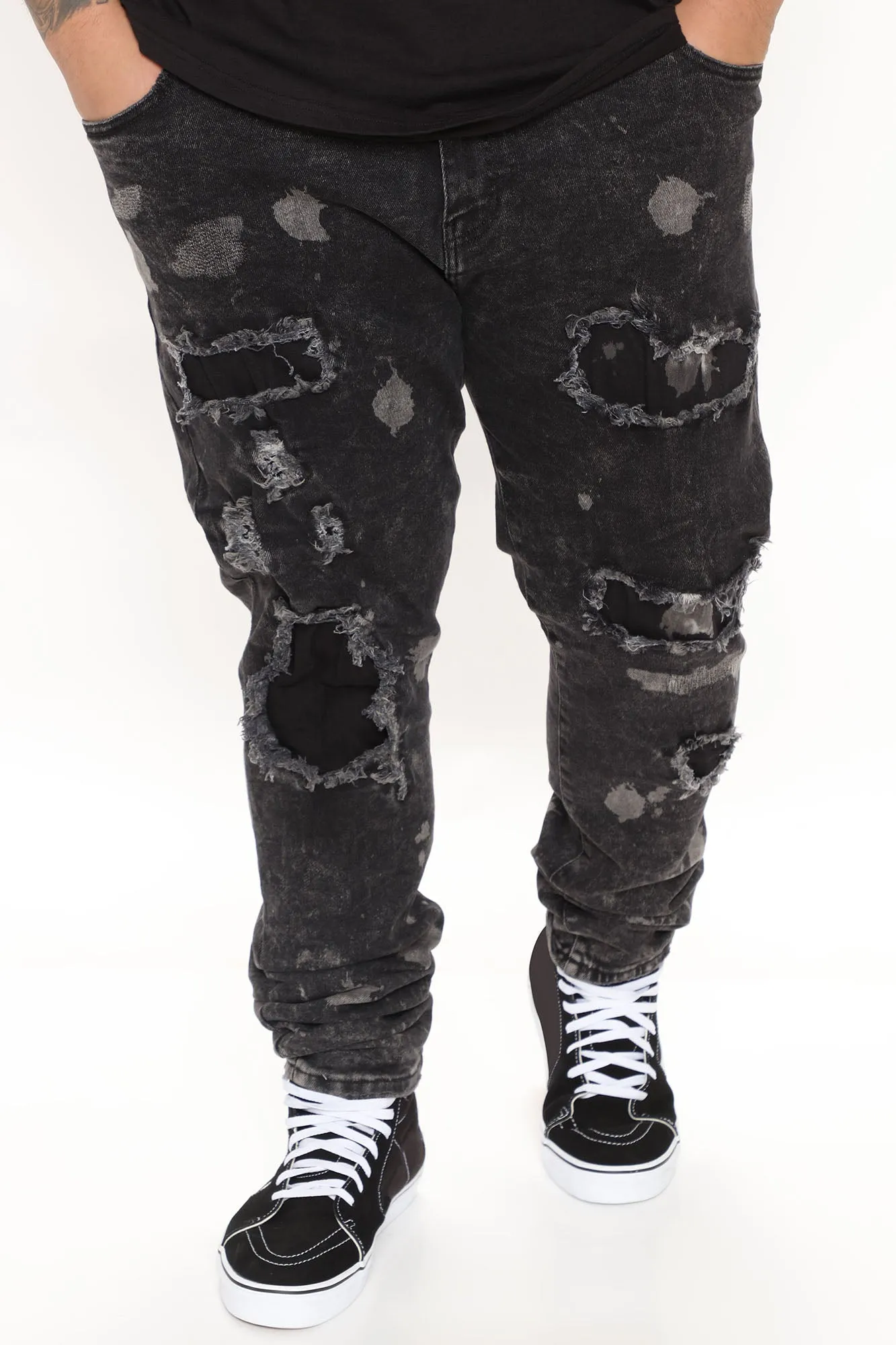 All Out Ripped Stacked Skinny Jeans - Black