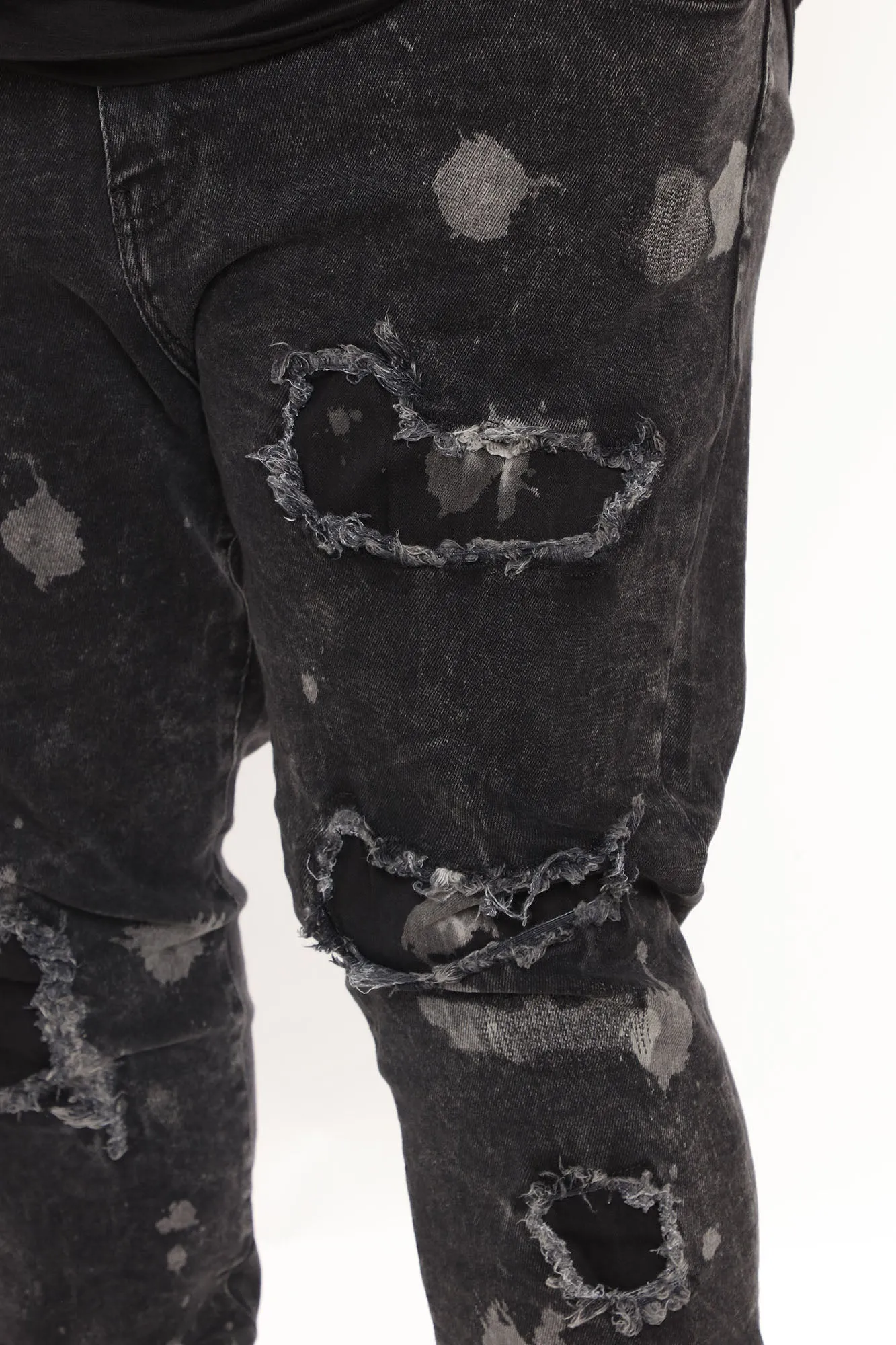 All Out Ripped Stacked Skinny Jeans - Black