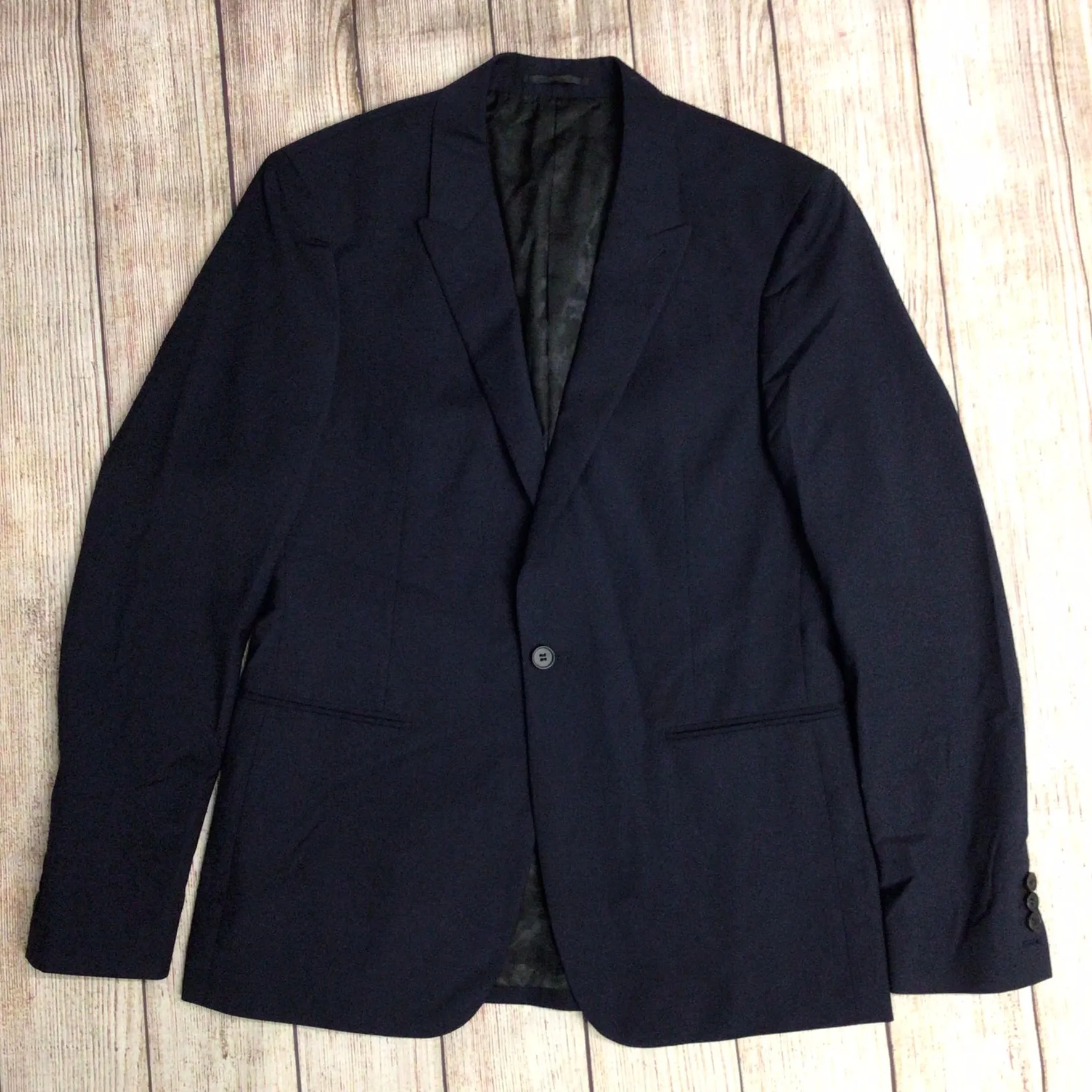 AllSaints Navy Blue One Button Blazer Jacket Size Ch40" (approx.)