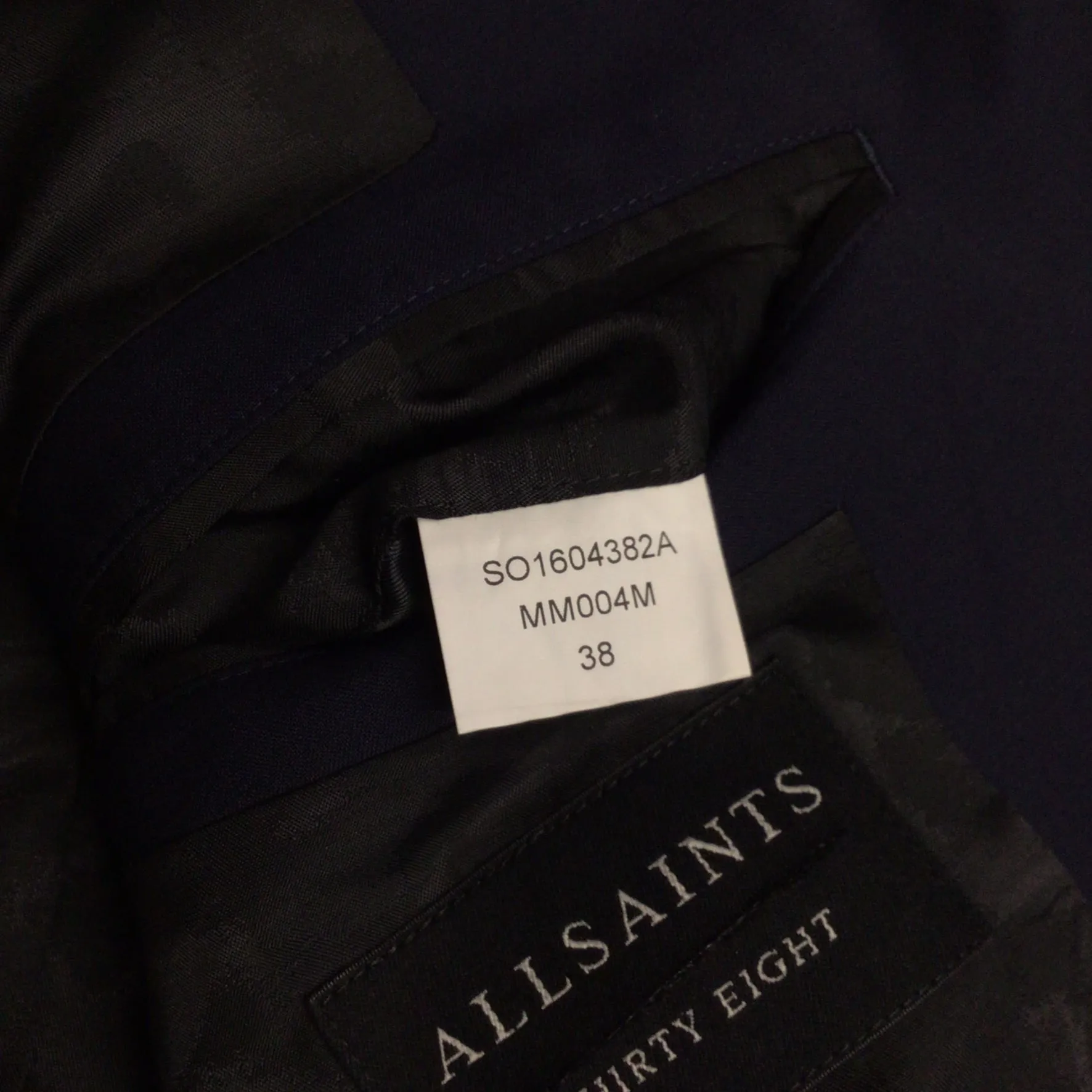 AllSaints Navy Blue One Button Blazer Jacket Size Ch40" (approx.)