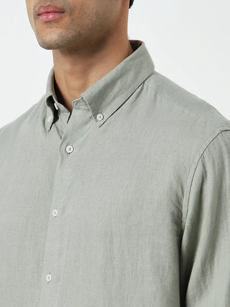 Ascot Sage Solid Relaxed-Fit Linen Shirt