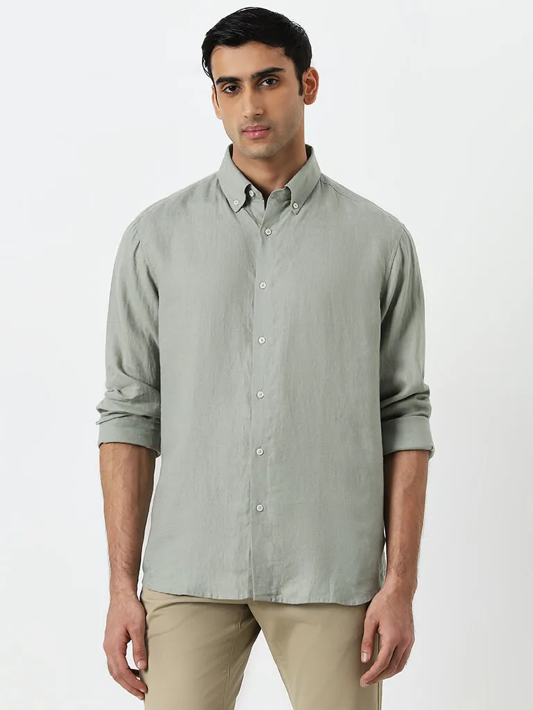 Ascot Sage Solid Relaxed-Fit Linen Shirt