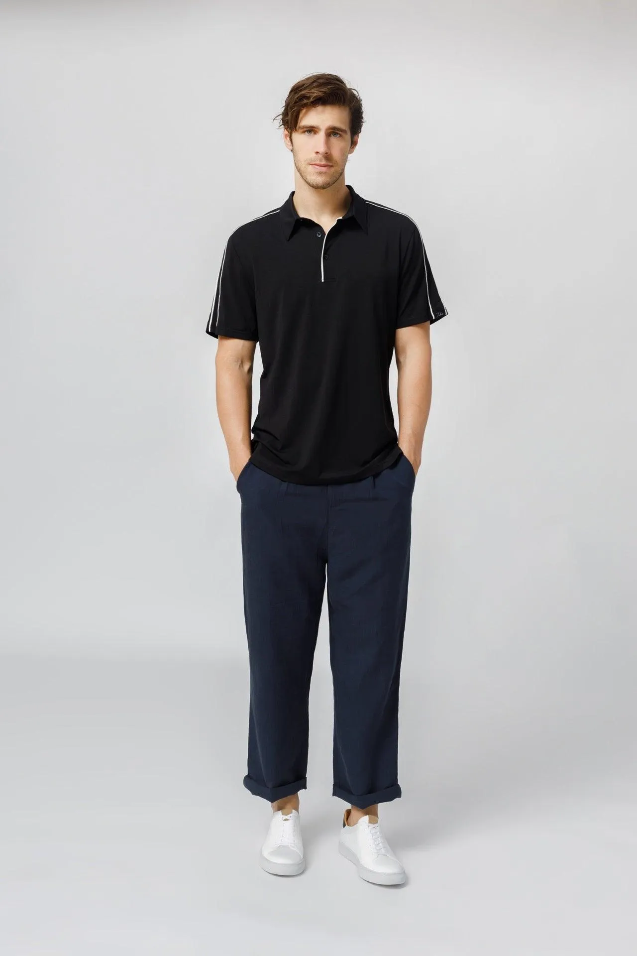 Bamboo Contrast Piping Polo Shirt