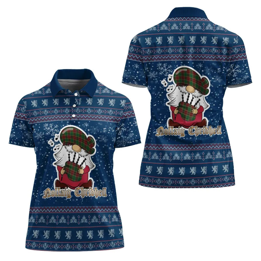 Baxter Clan Christmas Family Polo Shirt with Funny Gnome Playing Bagpipes