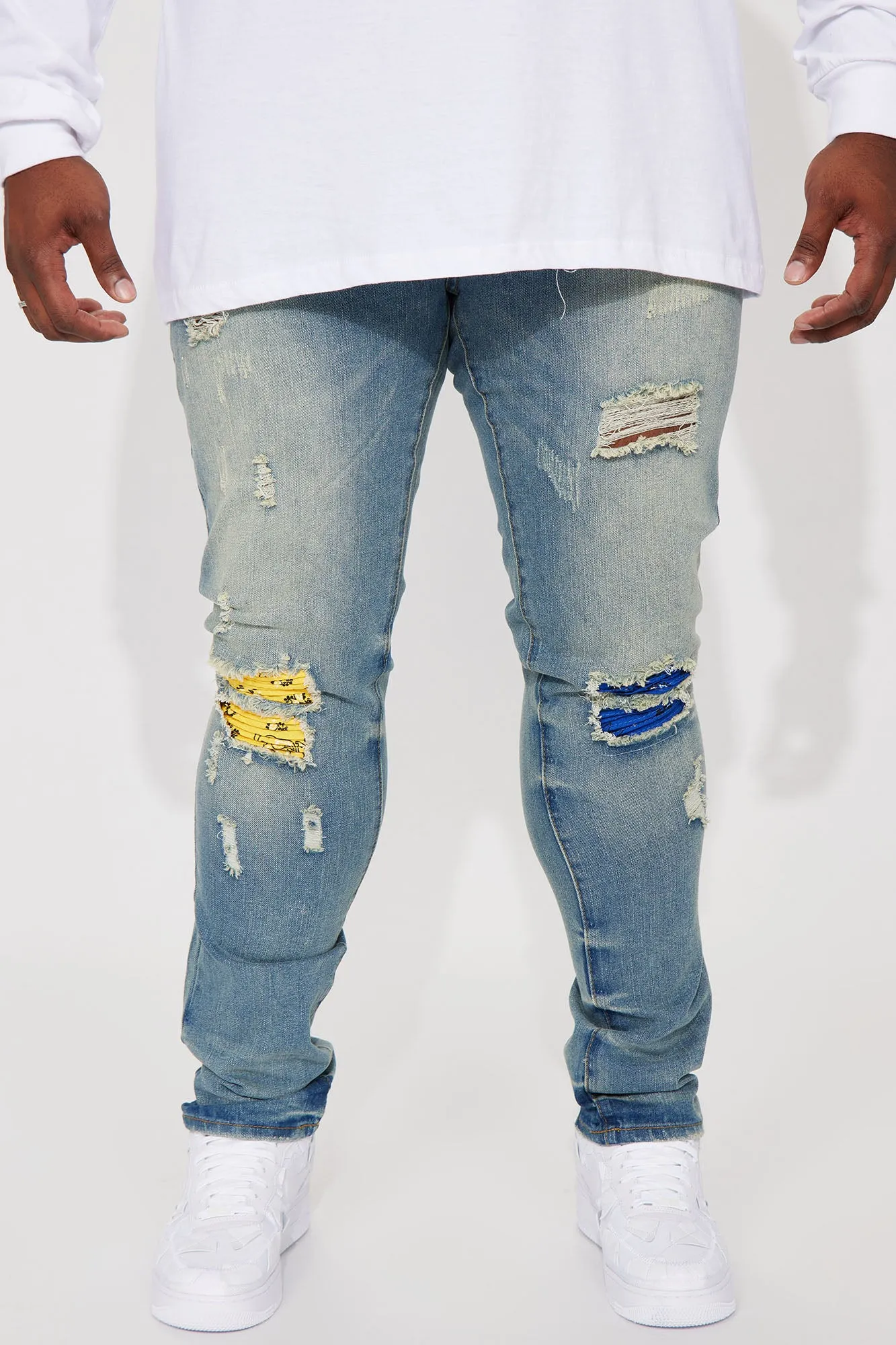 Be Like This Moto Stacked Skinny Jeans - Medium Wash