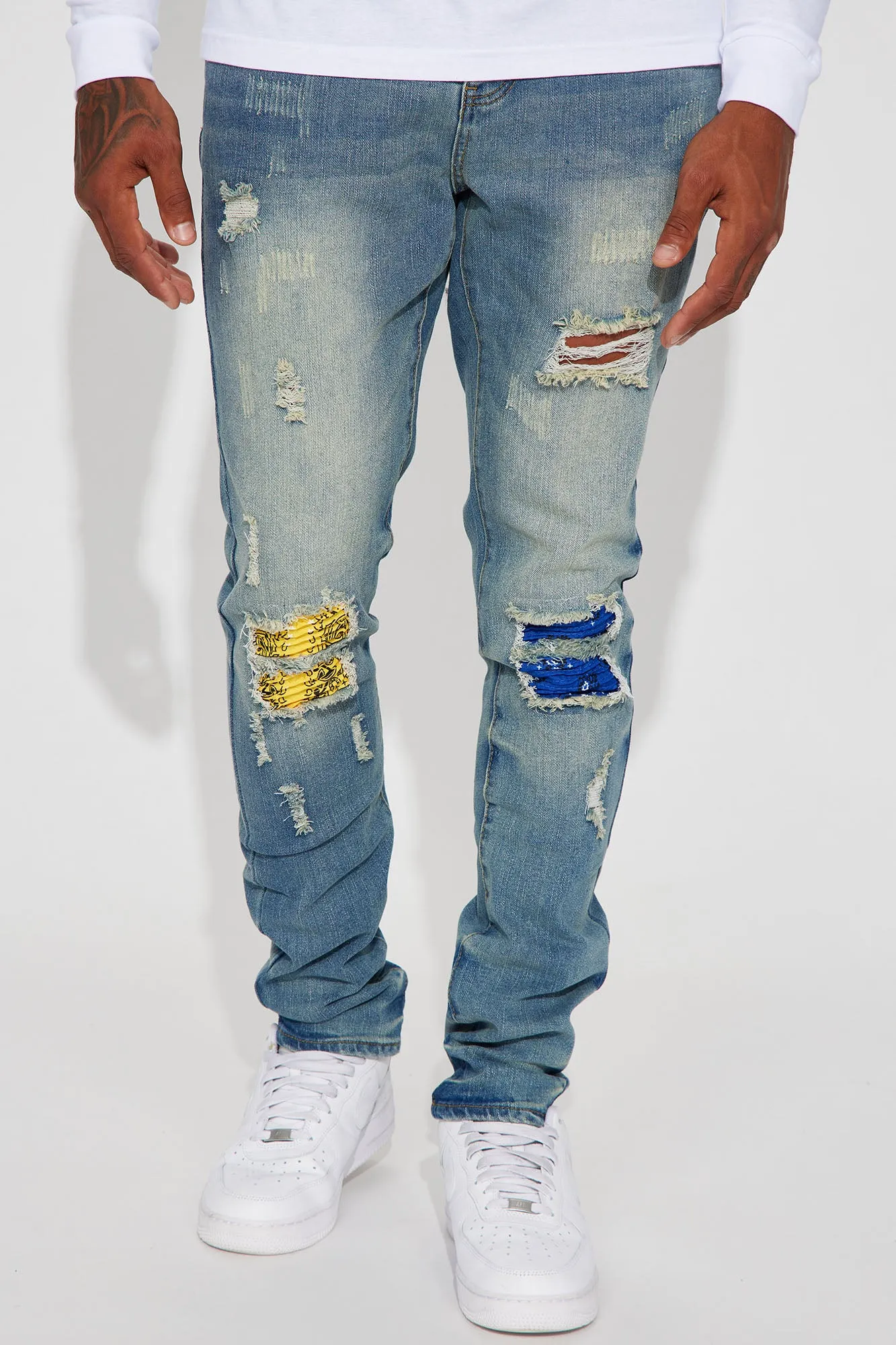 Be Like This Moto Stacked Skinny Jeans - Medium Wash