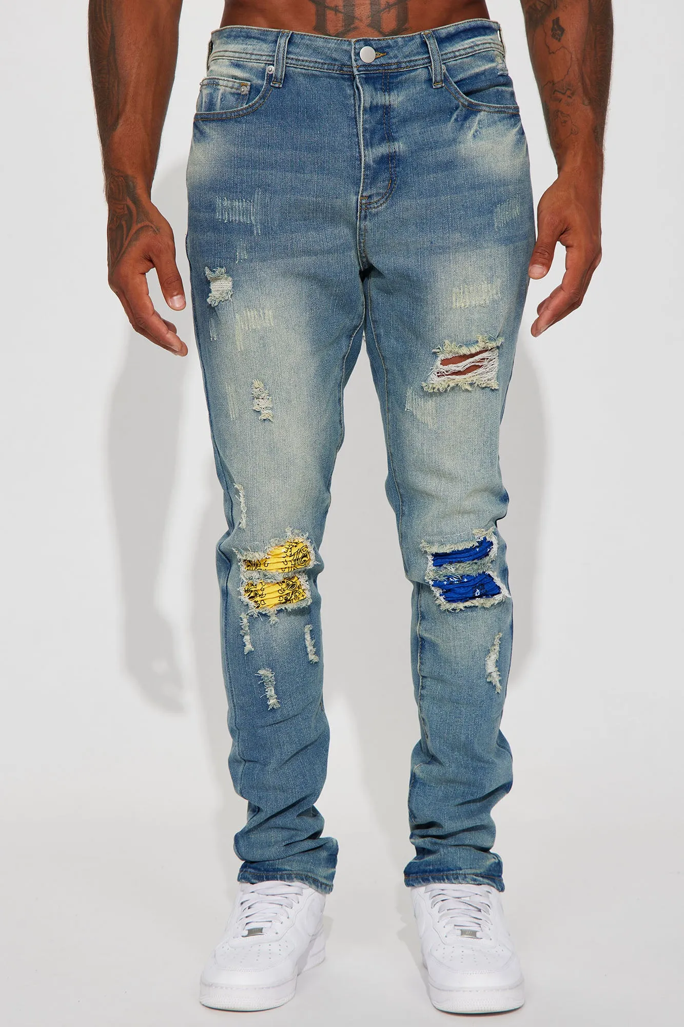 Be Like This Moto Stacked Skinny Jeans - Medium Wash