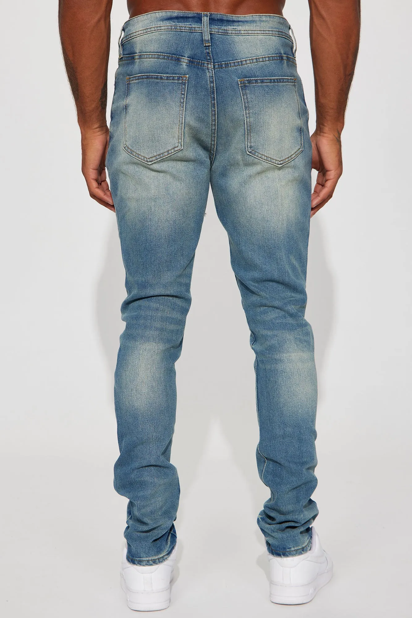 Be Like This Moto Stacked Skinny Jeans - Medium Wash