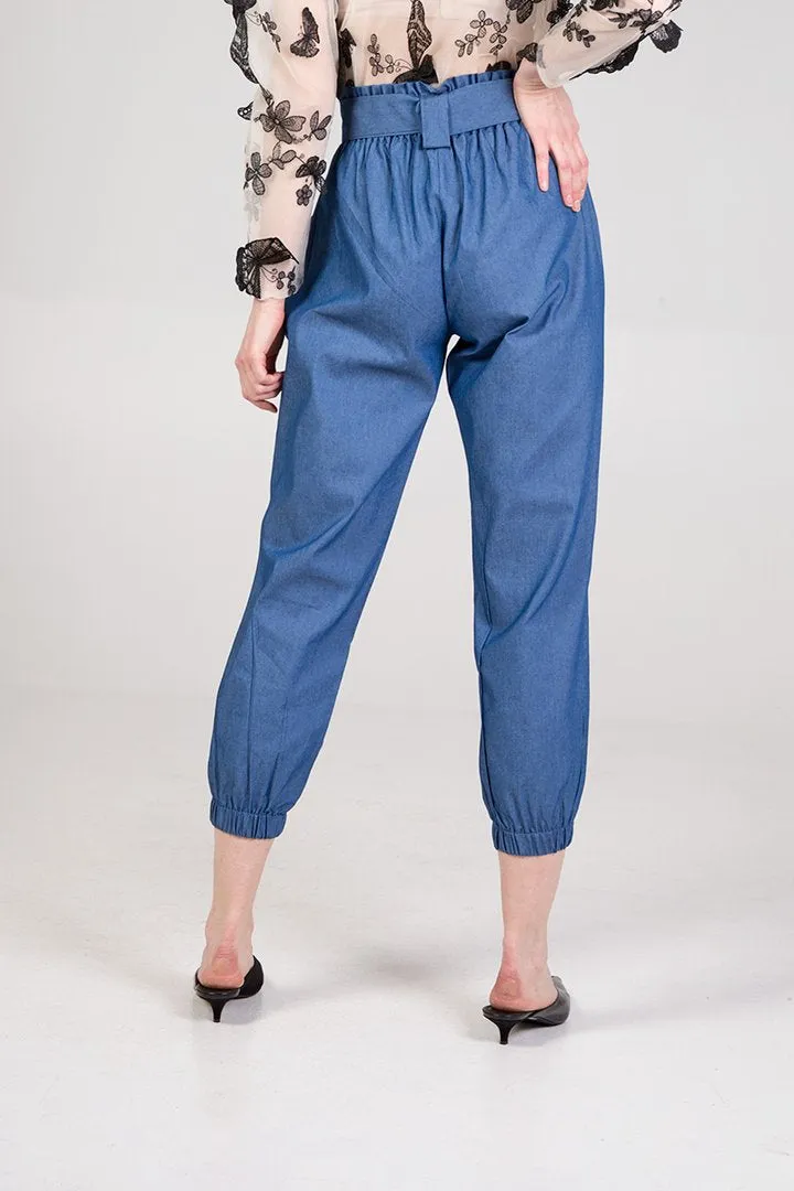 Belt Detail Trousers  In Denim