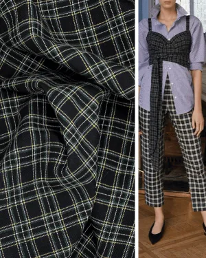 Black White Plaid Check Fabric | Cotton Twill