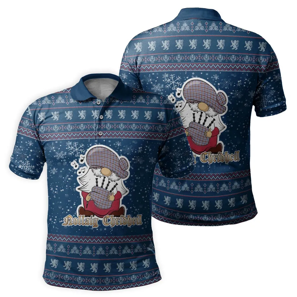 Boswell Clan Christmas Family Polo Shirt with Funny Gnome Playing Bagpipes