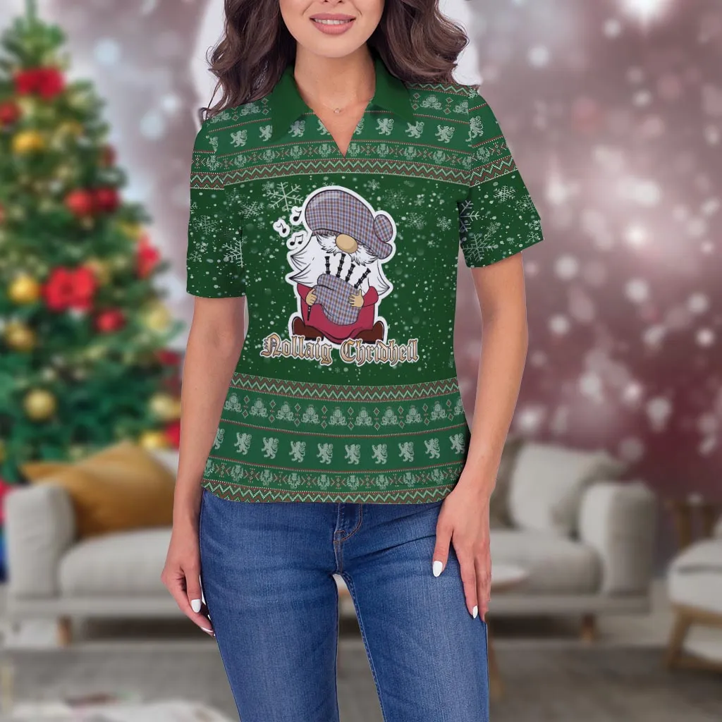 Boswell Clan Christmas Family Polo Shirt with Funny Gnome Playing Bagpipes