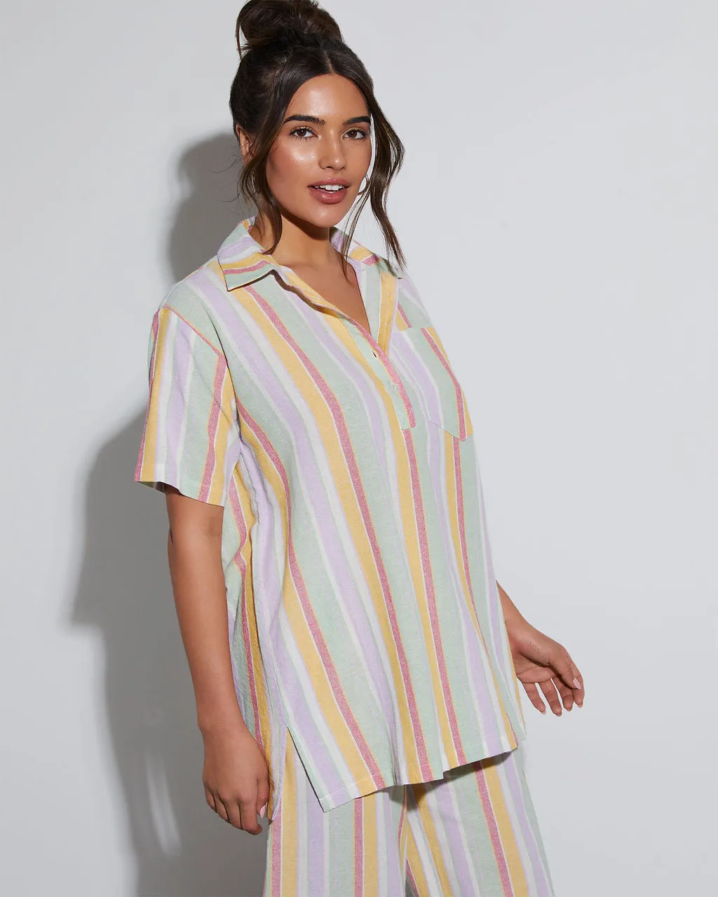 Cali Striped Short Sleeve Top