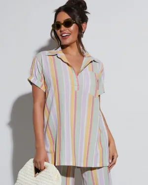 Cali Striped Short Sleeve Top