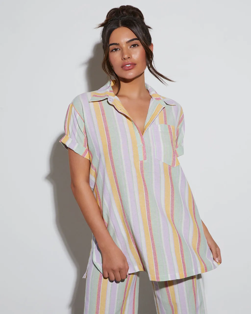 Cali Striped Short Sleeve Top