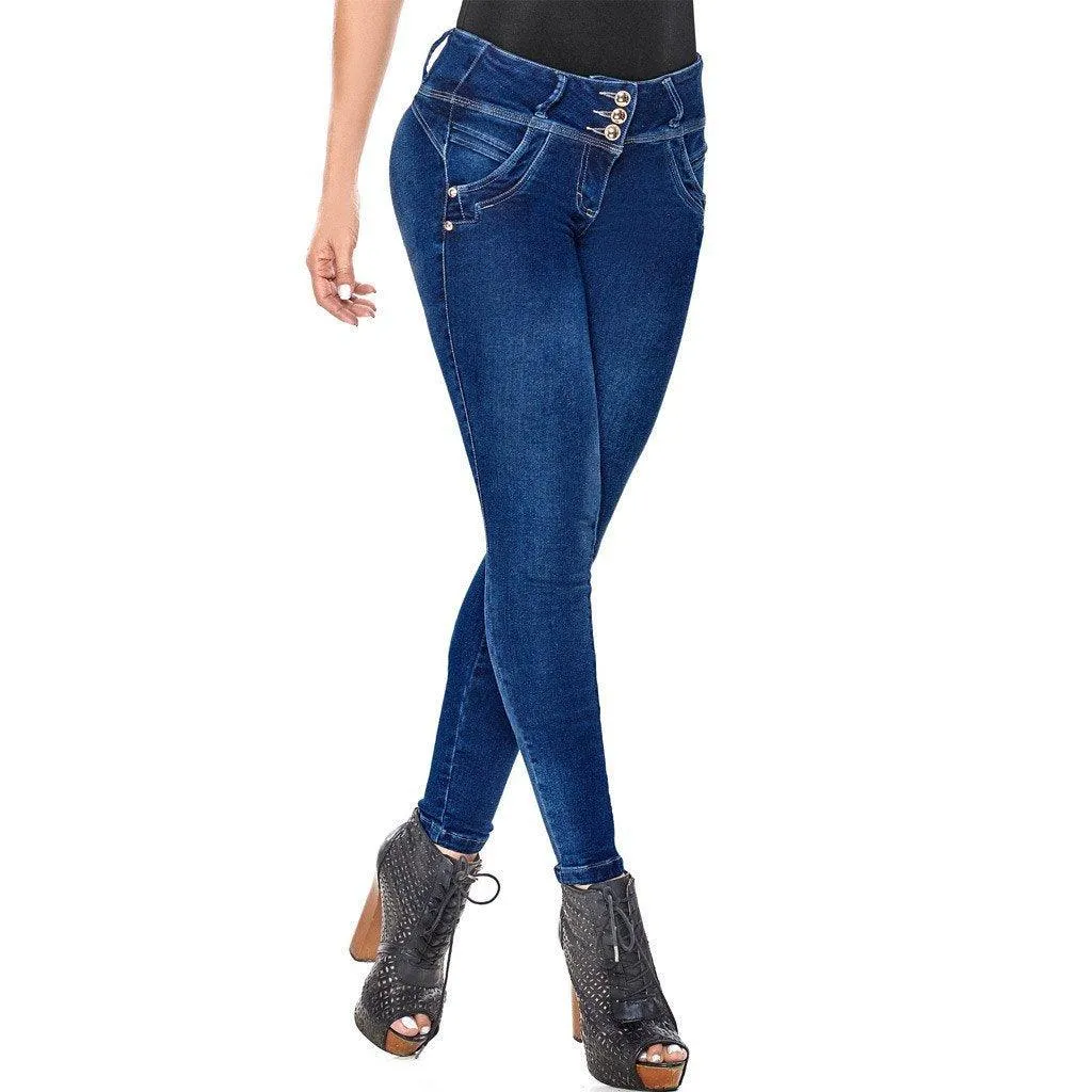 Colombian Butt Lifting Skinny Blue Jeans for Women LT.Rose 2016