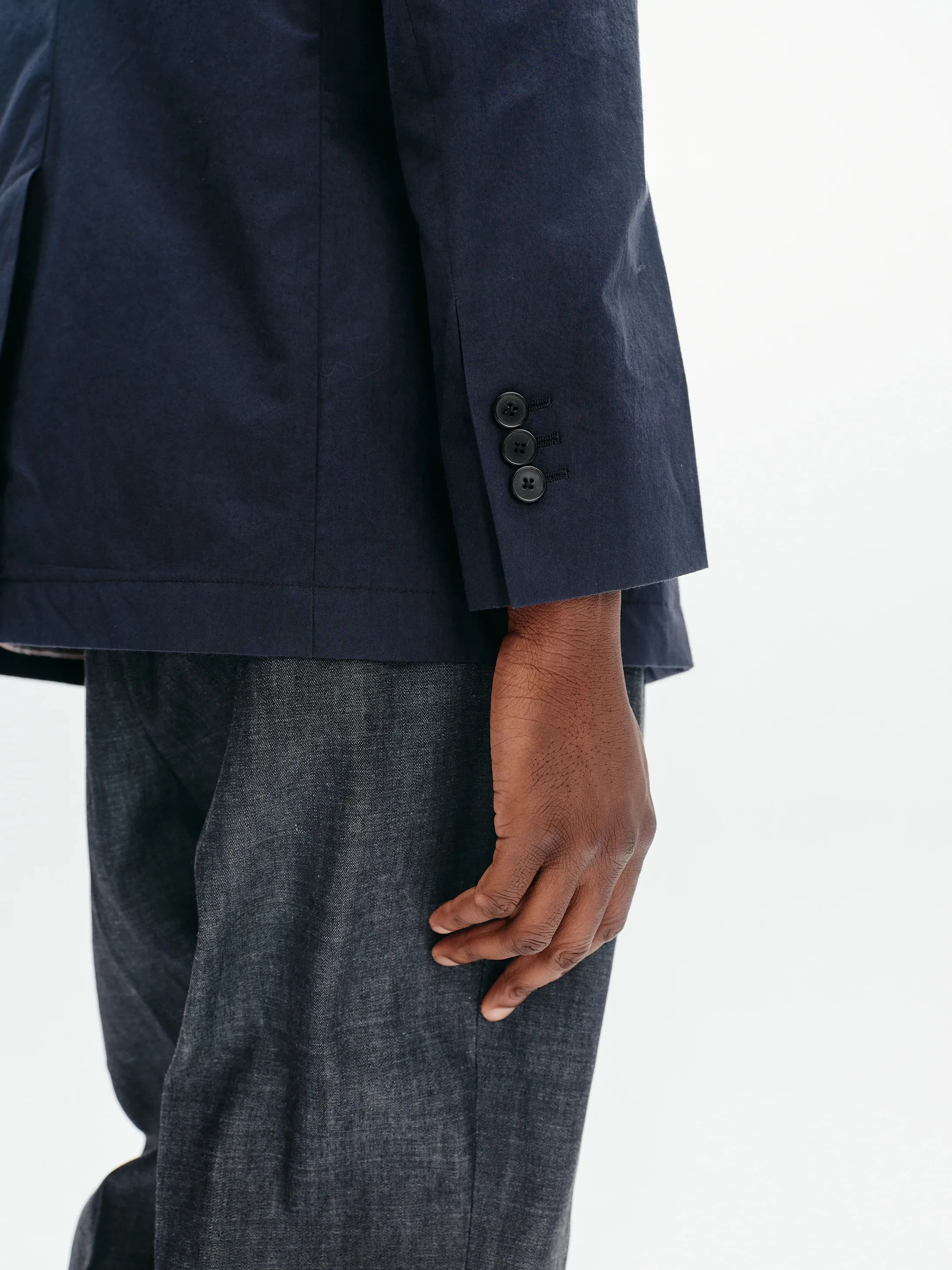 Cotton Typewriter Unconstructed Blazer | Navy