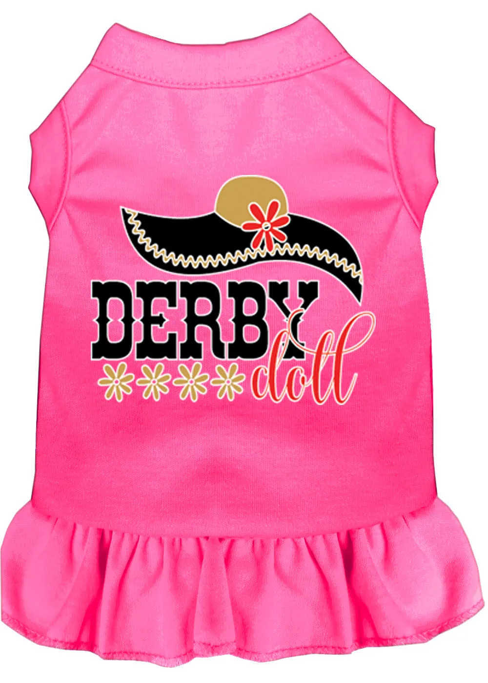 Derby Doll Screen Print Dog Dress Bright Pink Xl (16)