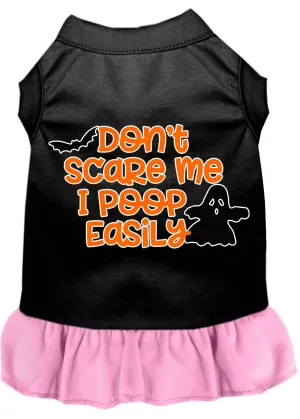 Don't Scare Me, Poops Easily Screen Print Dog Dress Black With Light Pink Xs