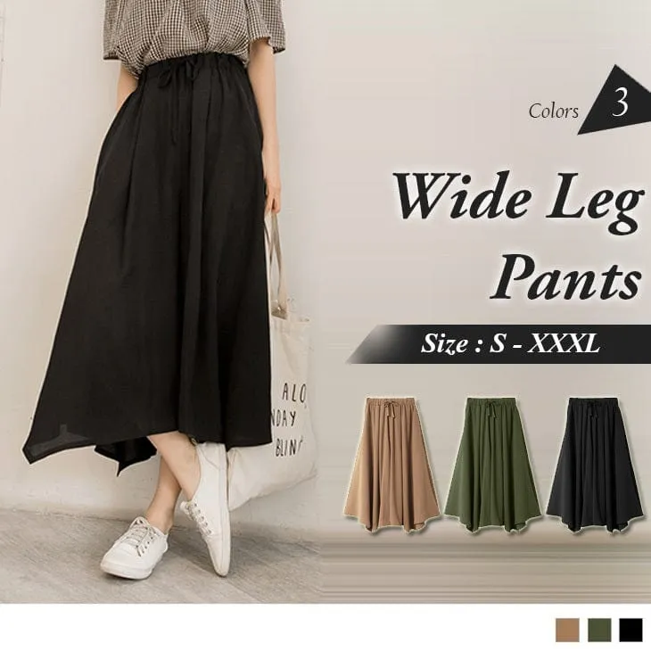 DRAWSTRING WAIST WIDE LEG PANTS