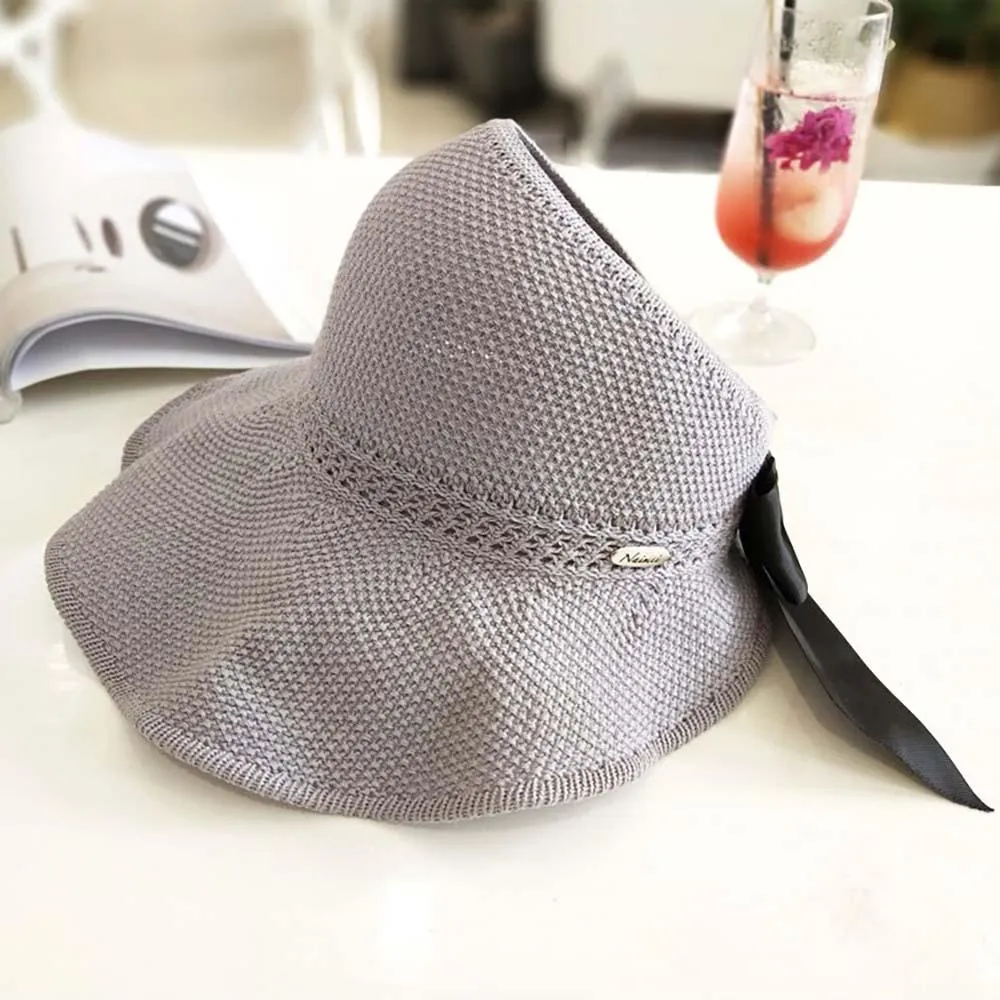 Foldable Straw Summer Sun Hat With Cute Bow