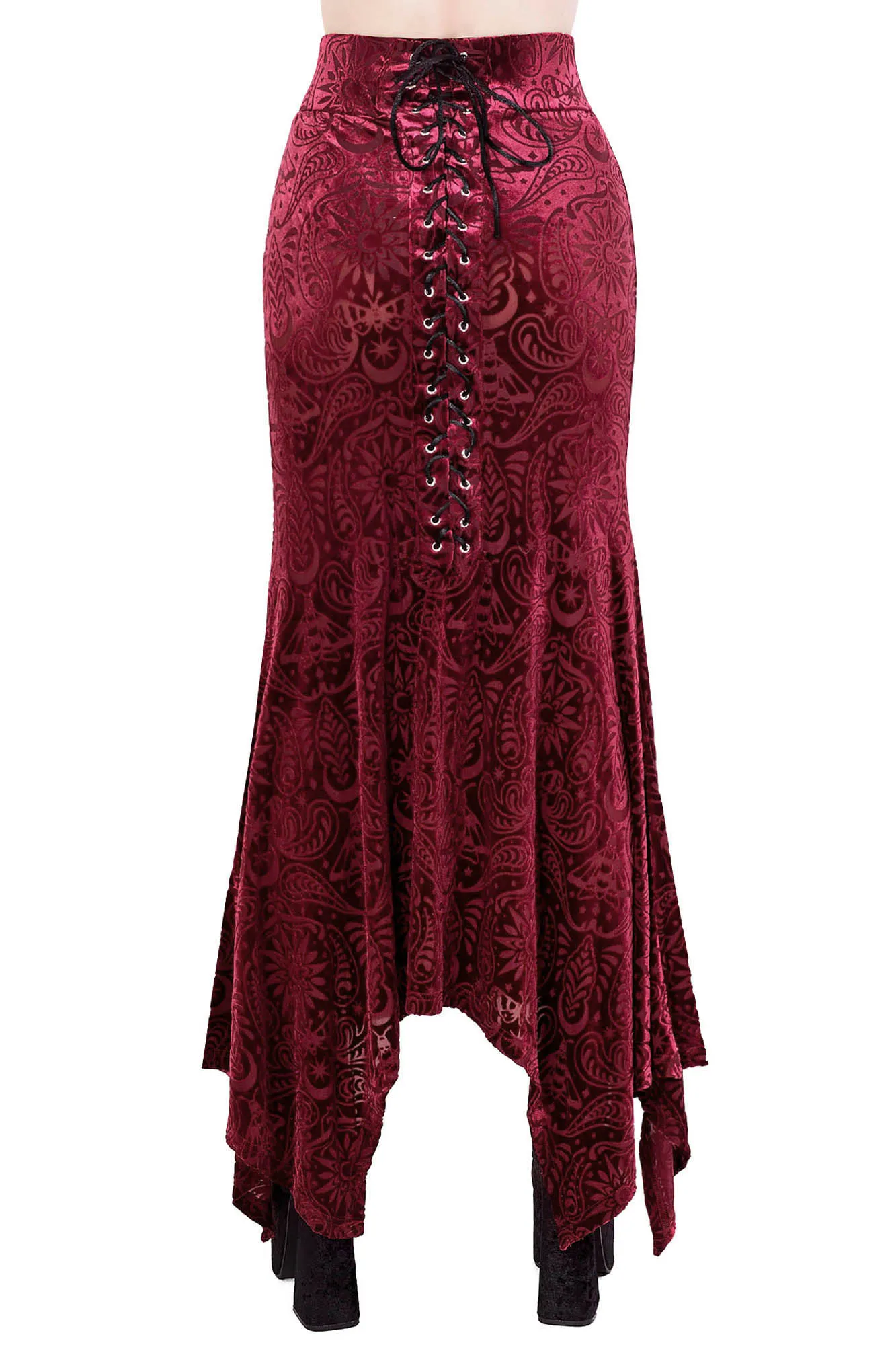 Genesis Burnout Velvet Maxi Skirt [WINE]