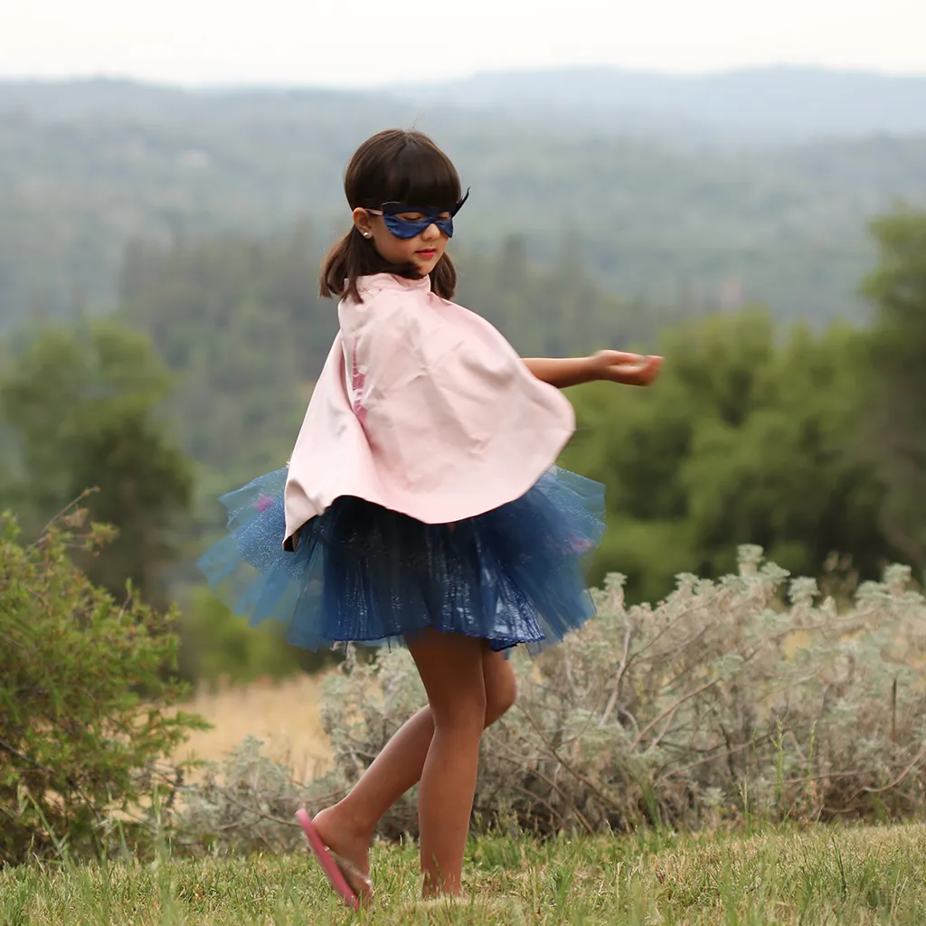 Great Pretenders Super Duper Tutu Cape & Mask, Pink & Navy