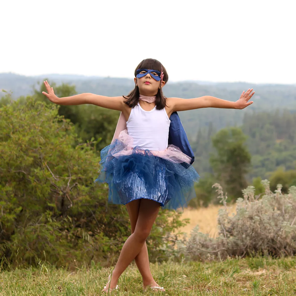 Great Pretenders Super Duper Tutu Cape & Mask, Pink & Navy