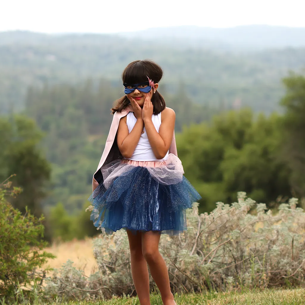 Great Pretenders Super Duper Tutu Cape & Mask, Pink & Navy