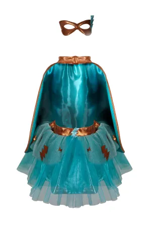 Great Pretenders Super Duper Tutu Cape & Mask Teal/Copper