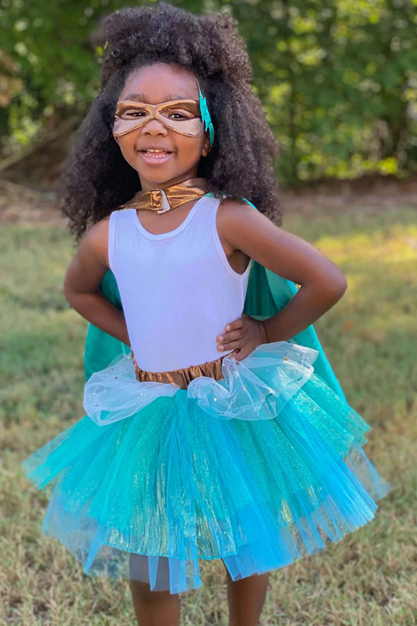 Great Pretenders Super Duper Tutu Cape & Mask Teal/Copper