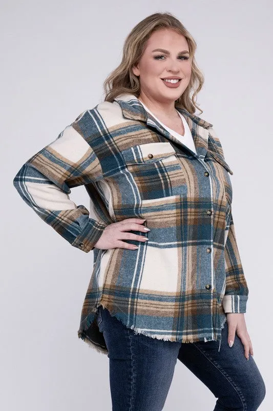 Hazelwood Plus Size Yarn Dyed Plaid Shirt Jacket