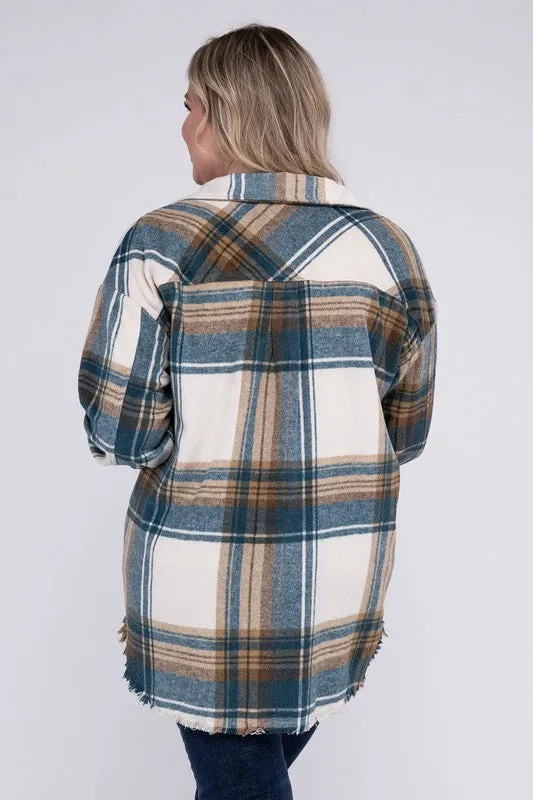 Hazelwood Plus Size Yarn Dyed Plaid Shirt Jacket