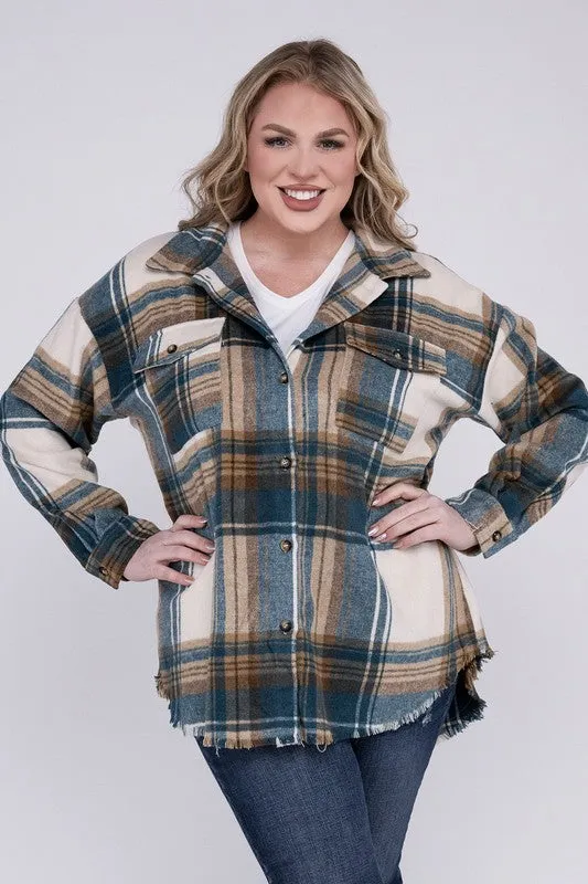 Hazelwood Plus Size Yarn Dyed Plaid Shirt Jacket