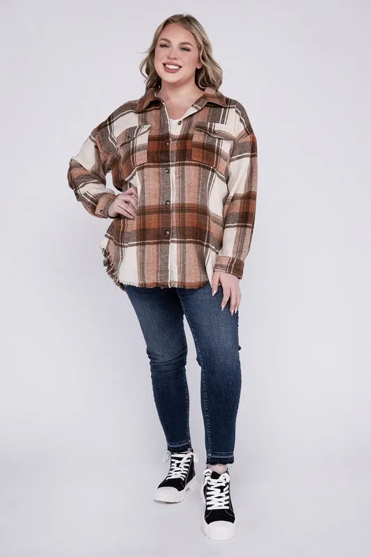 Hazelwood Plus Size Yarn Dyed Plaid Shirt Jacket