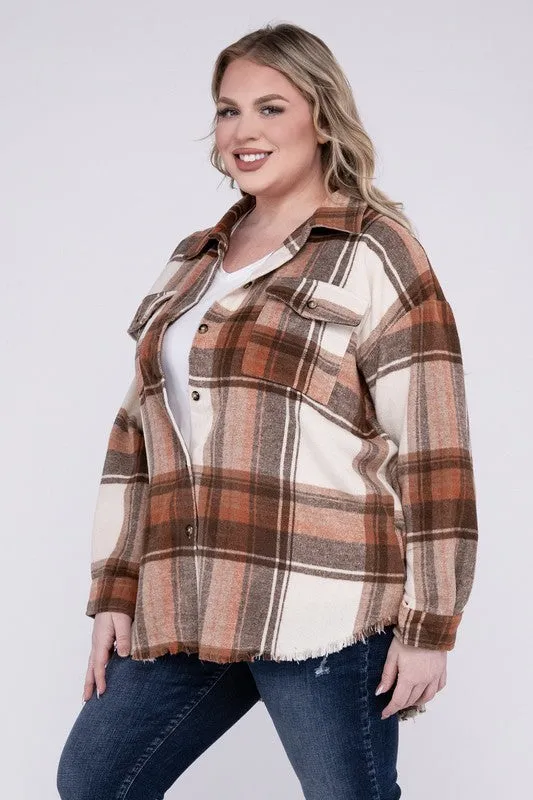 Hazelwood Plus Size Yarn Dyed Plaid Shirt Jacket